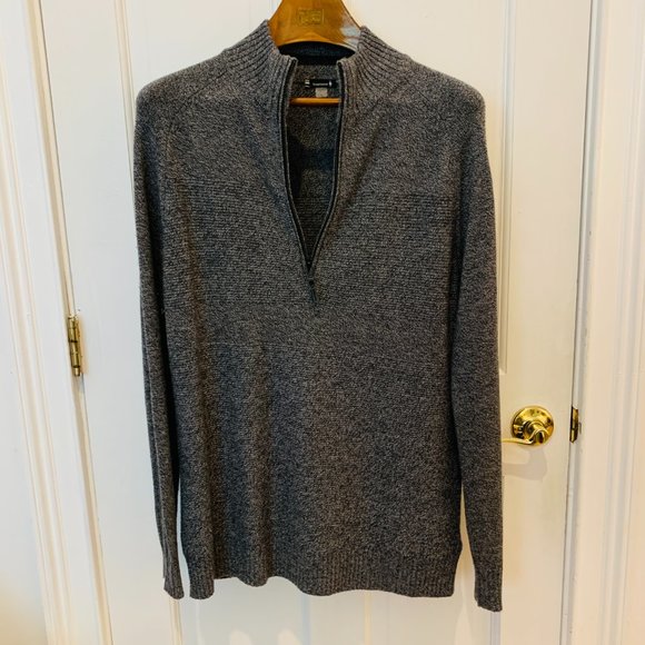 Smartwool Mens Large Merino Wool Quarter Zip Sweater Dark Gray Pullover - Picture 7 of 7